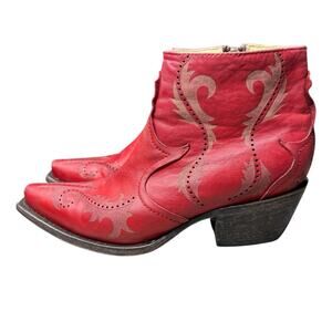 Corral Womens Ankle Cowboy Boots Western Snip Toe Leather Red Size 7.5